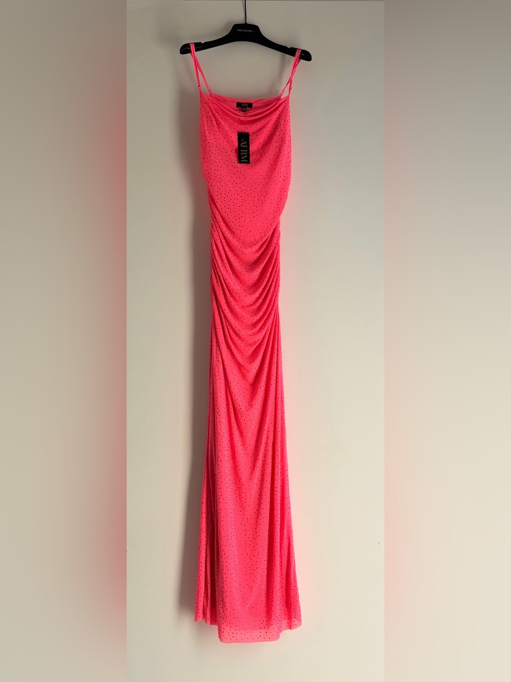 AFRM Hot Pink Ruched Maxi Dress
